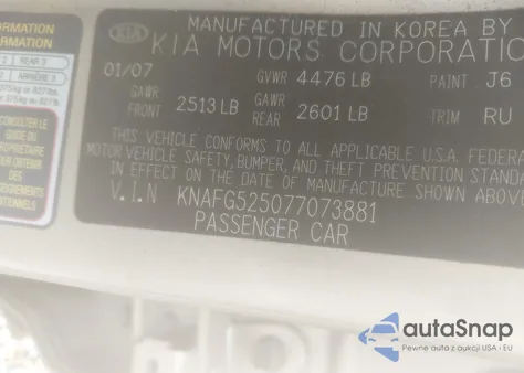 2007 Kia Rondo Lx z USA, uszkodzony, nr VIN KNAFG525077073881